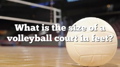 What is the size of a volleyball court in feet?