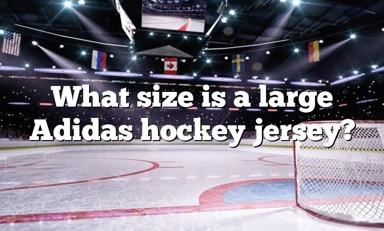 What size is a large Adidas hockey jersey?