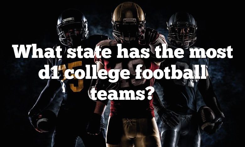 What state has the most d1 college football teams?