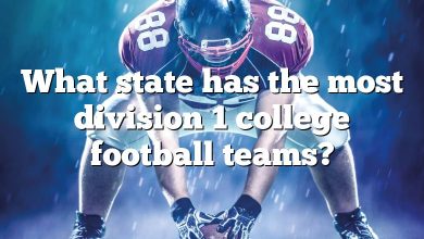 What state has the most division 1 college football teams?