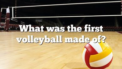 What was the first volleyball made of?