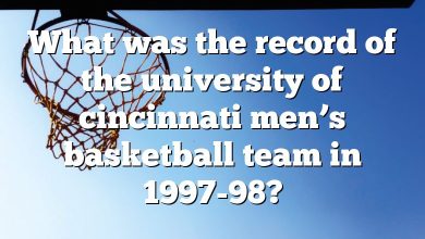 What was the record of the university of cincinnati men’s basketball team in 1997-98?