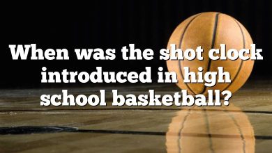When was the shot clock introduced in high school basketball?