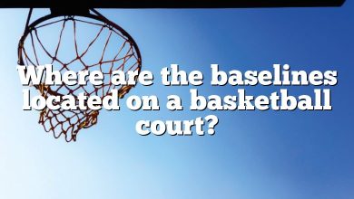 Where are the baselines located on a basketball court?
