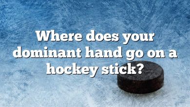 Where does your dominant hand go on a hockey stick?