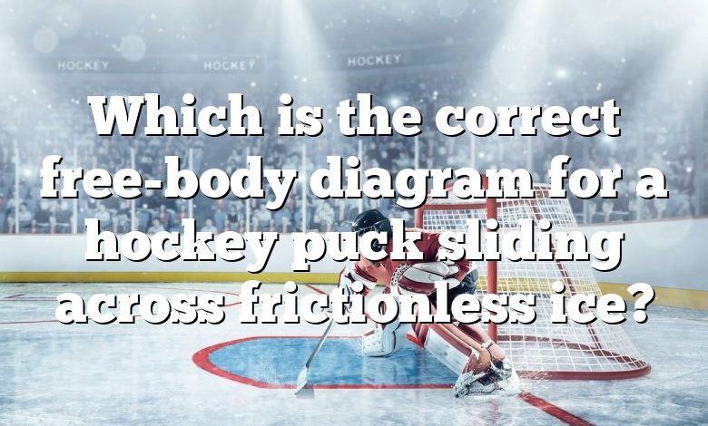 Which is the correct free-body diagram for a hockey puck sliding across frictionless ice?