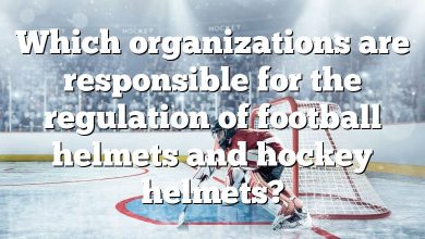 Which organizations are responsible for the regulation of football helmets and hockey helmets?