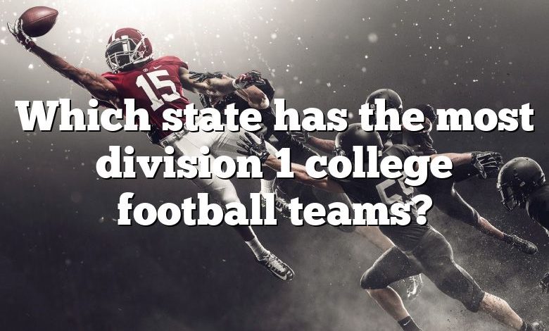 Which state has the most division 1 college football teams?