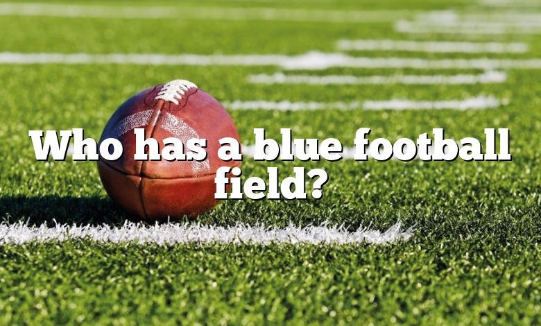 Who has a blue football field?