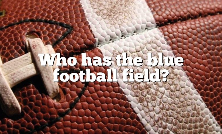 Who has the blue football field?