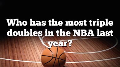 Who has the most triple doubles in the NBA last year?