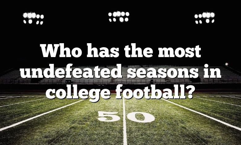 Who has the most undefeated seasons in college football?