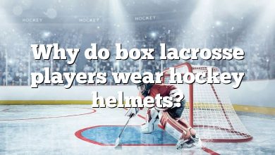 Why do box lacrosse players wear hockey helmets?