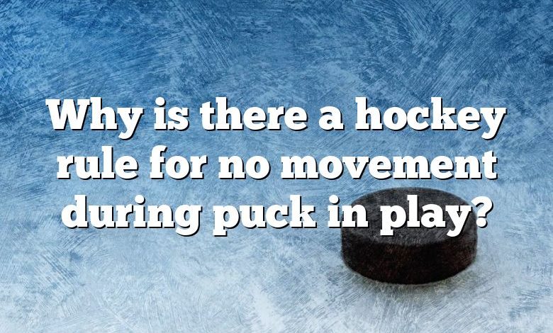 Why is there a hockey rule for no movement during puck in play?